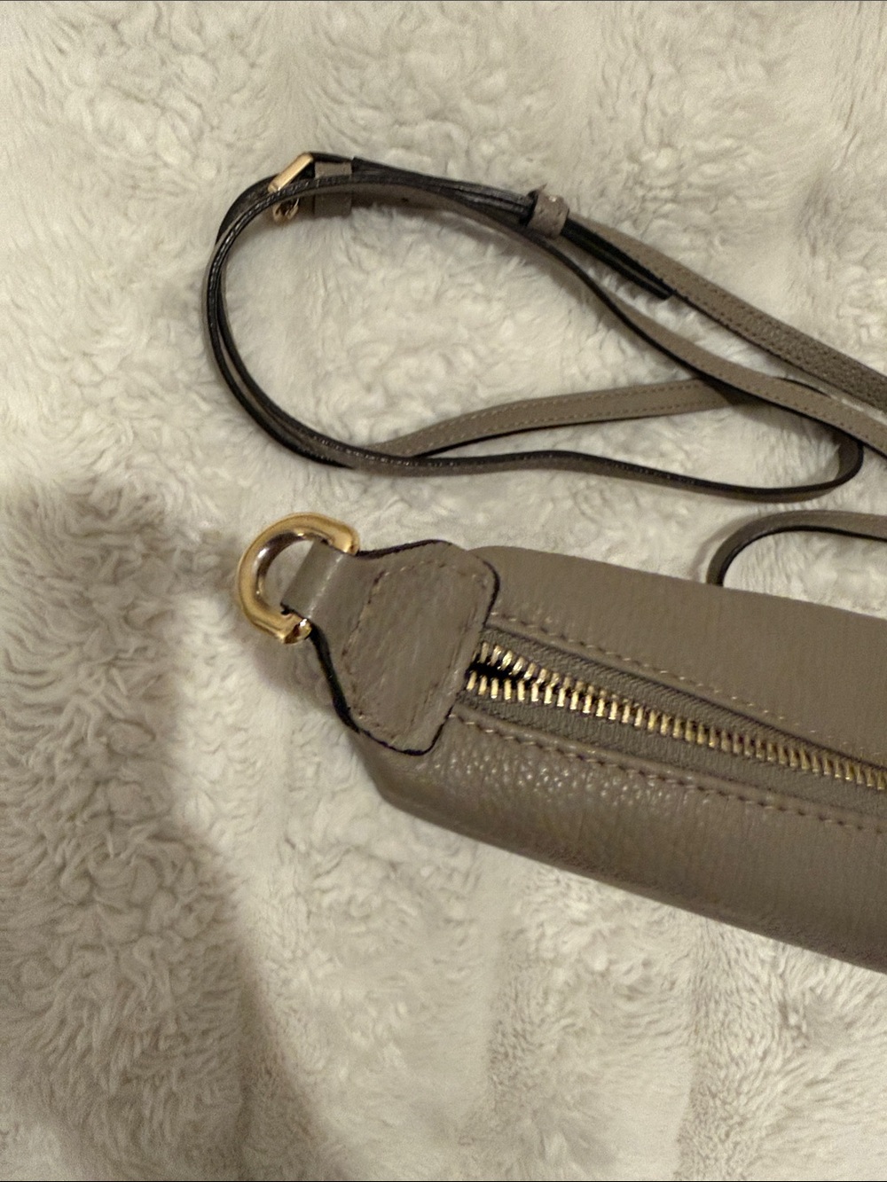 Furla Taupe Gray Pebbled Leather Crossbody with Gold Hardware - Picture 5 of 11